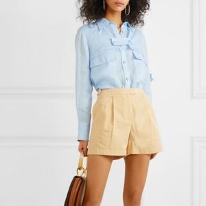 Tory Burch yellow cotton striped dress sho…